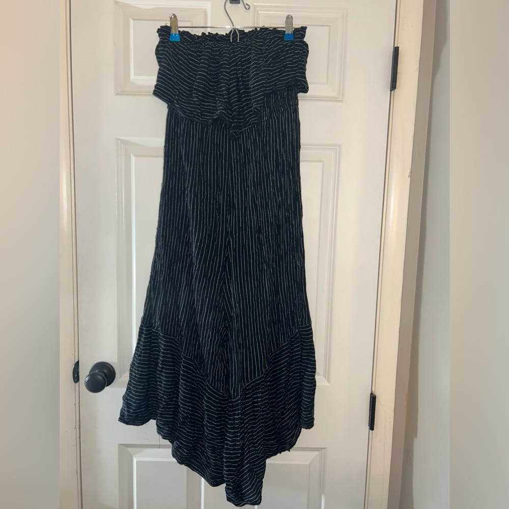 American Eagle black and white striped strapless jumpsuit. Size M.